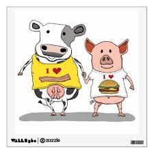 Cute And Funny Cow And Pig Friends Wall Decal Zazzle Com Cows Funny Friends Poster Cute Cows