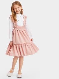 Girls Frill Trim Tiered Suspender Skirt Shein Sheinside Kids Dress Little Girl Dresses Dresses Kids Girl