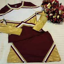 Black And Gold Cheerleading Pom Poms Maroon And Gold Cheer Uniform Sz M Cheer Uniform Maroon Cheerleading Uniforms