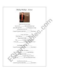 Phillip Phillips Home Song Challenge Esl Worksheet By Gabriel Aubert