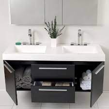 D bath vanity in white with carrara marble vanity top in white with white basin. 54 Black Modern Double Sink Vanity W Medicine Cabinet Fvn8013bw