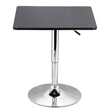 Yaheetech Adjustable Bar Pub Table Black Mdf Top With Silver Leg Base 276354 Tall 66lb Capacity You Ca High Bar Table Pub Table Home Bar Furniture