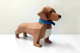 Diy Dachshund Puppy Animal Model 3d Papercraft Lowpoly 3d Model Paper Sculpture Paper Model Taxidermy Diy Gift Origami Polygon Paper Sculpture Paper Crafts Origami
