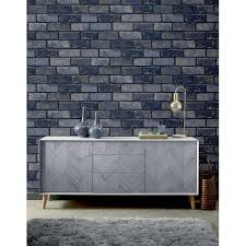 Easy to apply, repositionable and 100% removable without any sticky residue left inspired by a traditional portuguese artinspired by a traditional portuguese art form, this faux tile peel and stick wallpaper from the luxe haven collection. Arthouse Metallic Brick Navy And Gold Non Woven Peel And Stick Wallpaper Overstock 33081590