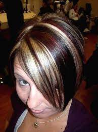 Short Dark Hair With Blonde Highlights Short Medium Beauty Short Medium Hairstyles Hairstyles Medium Short Hair Medium Hair Styles Hairstyle
