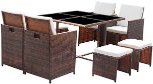 Sets will have removable padding and cushions so they can be removed during wet weather. Amazon Com Homall 9 Pieces Patio Dining Sets Outdoor Furniture Patio Wicker Rattan Chairs And Tempered Glass Table Sectional Set Conversation Set Cushioned With Ottoman Brown Garden Outdoor
