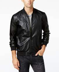 Guess Men S Perforated Faux Leather Bomber Jacket Faux Leather Bomber Jacket Leather Bomber Jacket Faux Leather Bomber
