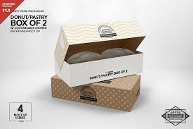 Box Of Two Donut Pastry Box Mockup Free Packaging Mockup Design Mockup Free Box Mockup