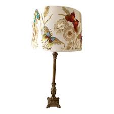 Early 20th Century Crewel Work Embroidered Butterflies In The Garden Arts Table Lamp In 2020 Art Table Lamps Lamp Embroidered Butterfly