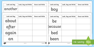 For set 1, students join the words to make a. Handwriting Practice Ks1 Sheets Look Cover Say Write