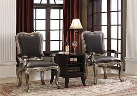 Adding accent chairs around the coffee table in your living room will add more seating and encourage conversation when you have guests over. Chantelle 3 Piece Accent Chair And Table Set By Acme 96204 3