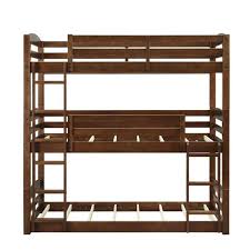 Shop aiden espresso wood corner triple twin bunk bed featuring 3 twin beds and receive free shipping on your order. Dorel Living Noma Mocha Twin Triple Wood Bunk Bed Frame Fh7891tbb The Home Depot