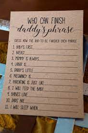 Who Can Finish Daddy S Phrase Baby Shower Game Finish Etsy In 2021 Baby Shower Funny Funny Baby Shower Games Modern Baby Shower