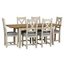 Debenhams Oak And Painted Wadebridge Extending Table And 6 Chairs With Blue Fabric Seats Fabric Seat Blue Upholstered Chair Extending Table
