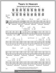 Eric Clapton Tears In Heaven Lyrics And Guitar Chords Tears In Heaven By E Clapton W Jennings Tears In Heaven Music Writing Song Sheet