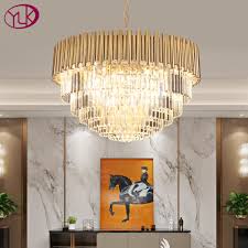 In general, your chandelier should hang no lower than 30 inches to 36 inches above your table. Youlaike Top Luxury Modern Chandelier Crystal Light Living Room Dining Room Gold Steel Lighting Fixtures Led Lustres De Cristal Chandeliers Aliexpress