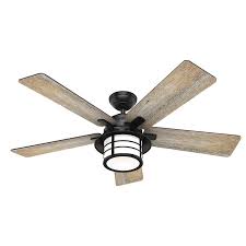 The great thing about outdoor models is that they are ideal for covered decks or patios because they provide cool airflow on hot summer days. Hunter Lantern Bay Led 54 In Matte Black Led Indoor Outdoor Ceiling Fan With Light Kit And Remote 5 Blad Outdoor Ceiling Fans Ceiling Fan With Light Fan Light