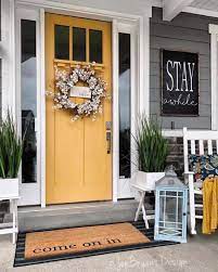 30 Gorgeous And Inviting Farmhouse Style Porch Decorating Ideas Painted Front Doors Front Porch Decorating Beautiful Front Doors