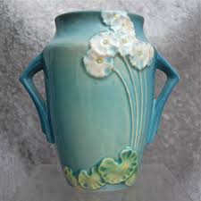 Roseville Pottery Primrose Vase 760 6 Blue Ca 1936 2352 Removed Roseville Pottery Pottery Pottery Art