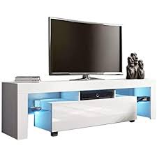 The design of the console should integrate well. Amazon Com Modern Minimalist Tv Stand With High Gloss Led Lights Large Tv Cabinet For 43 55 50 65 Inch Tv Living Room Entertainment Center Wood Media Console Table With Storage And 2 Drawers White Furniture