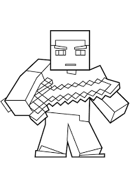 Steve With A Sword High Quality Free Coloring From The Category Minecraft More Printable Picture Minecraft Para Imprimir Desenhos Minecraft Steve Minecraft