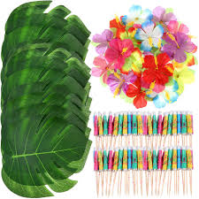 Find all your tropical party supplies at oriental trading. Shappy 98 Pieces Hawaiian Luau Theme Party Decorations Including 24 Pieces Tropical Palm Leaves 24 Pieces Luau Flowers And 50 Pieces Multi Color Umbrellas Buy Online In Aruba At Aruba Desertcart Com Productid 46255365
