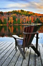 Fantastic Scene An Adirondack Chair By The Lake Autumn Outdoor Beautiful Fall