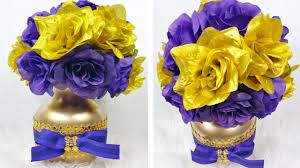 Maybe you would like to learn more about one of these? Diy Glamorous Purple And Gold Wedding Decor Centerpiece Purple And Gold Floral Arrangement Youtube