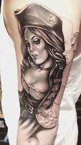 Woman Tattoo By Eze Nunez Post 8129 Pirate Girl Tattoos Half Sleeve Tattoos Lower Arm Half Sleeve Tattoos Designs