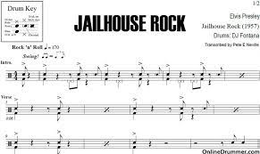 Jailhouse Rock Elvis Presley Drum Sheet Music Onlinedrummer Com Drum Sheet Music Sheet Music Drums Sheet