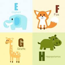 E To H Animals Alphabet Illustration Collection Alphabet Illustration Vector Business Card Yellow Business Card