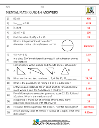 9 4) 5 4 hint use the form: Grade 8 Math Test With Answers