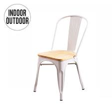 Tabouret en bois et pied en métal de couleur. Chaise Industrielle De Salle A Manger Assise Bois Inspiree Tolix