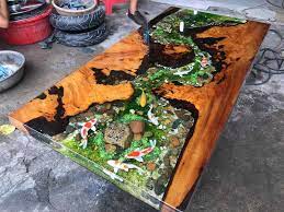 Epoxy Resin Transparent Coffee Table Handcrafted Custom 3d Fish Draw Most Beautiful Table Made To Order Epoxy Resin Table Wood Resin Table Epoxy Resin Diy