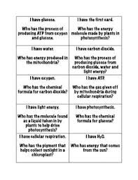 Photosynthesis And Cellular Respiration I Have Who Has Game Photosynthesis And Cellular Respiration Cellular Respiration Photosynthesis