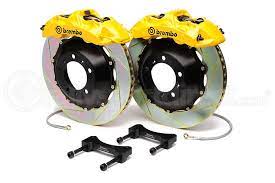 Brembo Gran Turismo 6 Piston Front Brake Kit Yellow Slotted Rotors Brembo Subaru Accessories Wrx