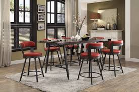 A wide variety of counter height dining table set options are available to you, such as appearance, specific use. Homelegance 5566 7pc Rd 7 Pc Appert Gray Metal Glass Insert Counter Height Dining Table Set Red Chairs