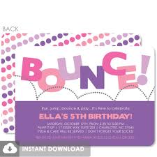 Bounce Birthday Invitations Pink Purple Printable Diy Invites Bounce House Birthday Birthday Party Invitations Trampoline Party
