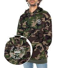Mens Old School Circle Pullover Camo Hoodied Sweatshirt
