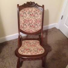 Vintage wooden folding rocking chair. Antique Folding Rocking Chair Solid Wood And Tapestry Furniture Hand Carved Wood Easy To Store Victorian Wooden Folding Chair Rocker Folding Rocking Chair Wooden Folding Chairs Chair
