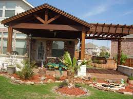 Cheap Covered Patio Ideas The Pergola On The Side Offers Some Extra Space Without Making The Gable As Big Patio Design Outdoor Covered Patio Patio Plans