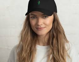 Black Trucker Hat With White Cactus