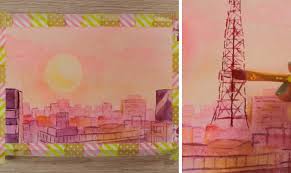 Up with the morning tea. Easy Paintings For Beginners Watercolor Painting Of A Sunset City