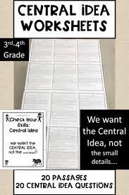 Central Idea Worksheets Digital Print Central Idea Writing Prompts For Kids Literature Lessons