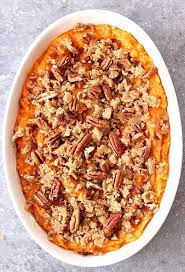 Sweet potatoes are parboiled and then baked with a sweet sauce of margarine, brown sugar, marshmallows, cinnamon and nutmeg. Easy Sweet Potato Casserole Crunchy Creamy Sweet