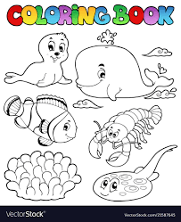 Coloring Book Various Sea Animals 3 Vector Image On Vectorstock Coloring Books Butterfly Coloring Page Animal Coloring Books