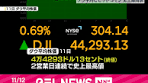 ニューヨーク株式市場で11日、#ダウ平均株価が4万4000ドルを ...