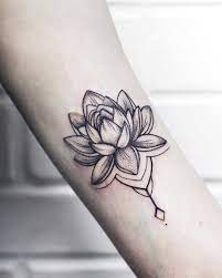 A Tiny Tender Blackwork Style Lotus Flower Tattoo Flower Tattoo Lotus Tattoo Lotus Flower Tattoo