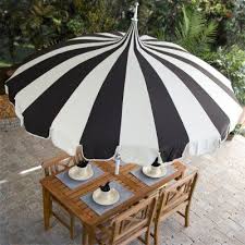 Steel market outdoor patio umbrella in black and white cabana stripe: Black And White Stripe Pagoda 8 5 Ft Patio Umbrella Patio Umbrella Pagoda Patio Patio Umbrellas