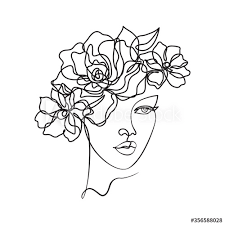 Check spelling or type a new query. Woman Face With Flowers One Line Drawing Continuous Line Drawing Fototapete Fototapeten Label Einladung Linear Myloview De